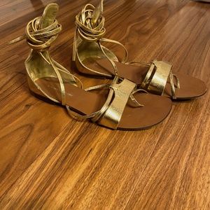 Zara Gold Metallic Gladiator Sandals